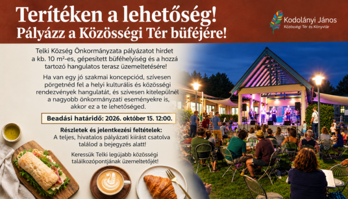 Terítéken a lehetőség! Pályázz a Közösségi Tér büféjére!